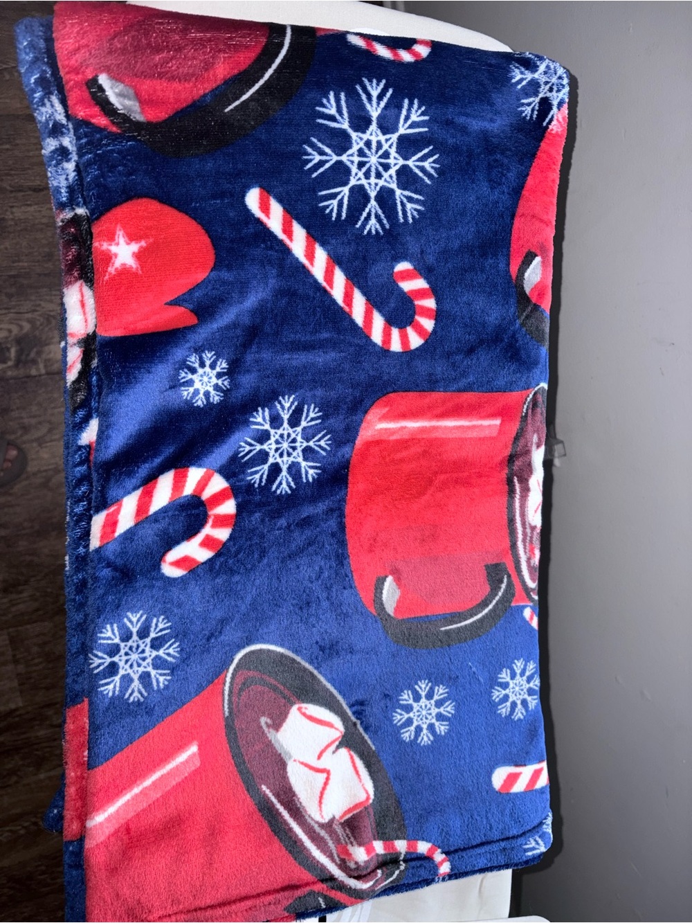Festive Blue & Red Holiday Throw Blanket